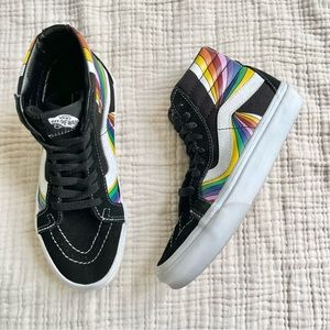 Vans | Sk8-Hi Refract Reissue Black Suede Canvas Prism Shoes Pink Floyd
